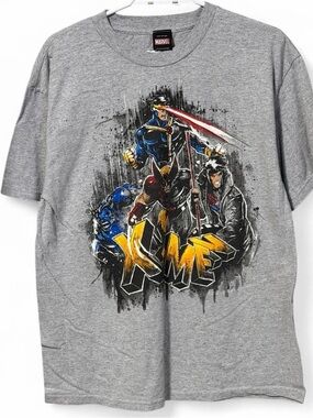 Marvel grey X-Men tee with Wolverine and Cyclops Mass engine vintage rare large